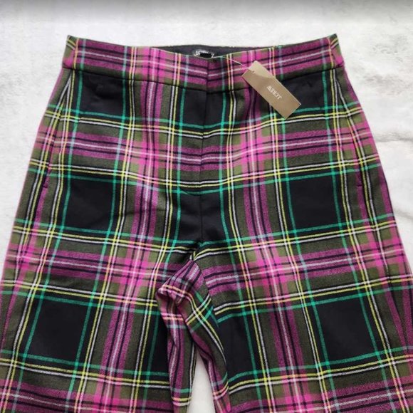 New women's J Crew Kate straight leg pant in pink Stewart tartan plaid wool - Picture 5 of 12